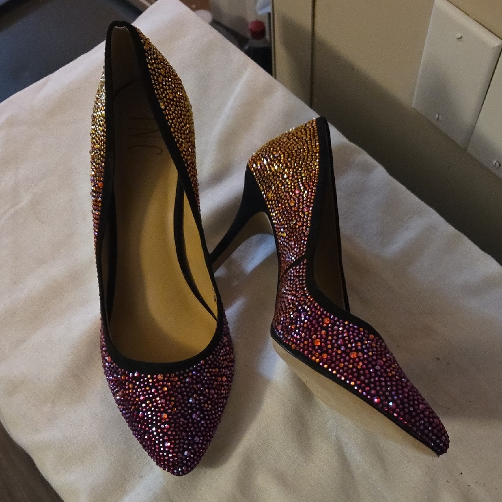 INC Embellished Red/Orange  Ombre Pointed-Toe High Heels - Women Size 9